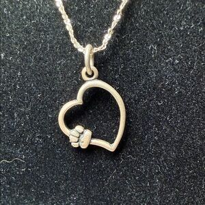 Sterling Silver Heart Paw Print Pendant Necklace